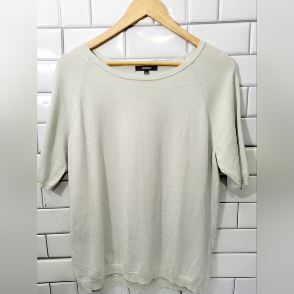Montego Ladies Short Sleeve Crew Neck Sweater Soft Acrylic Blend Fabric Color So - Picture 1 of 7